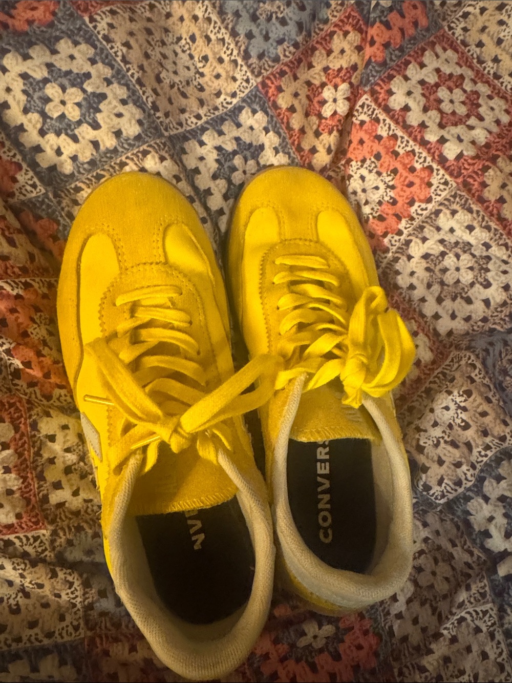 Converse Kids Yellow Low-Top Sneakers with Suede Accents
